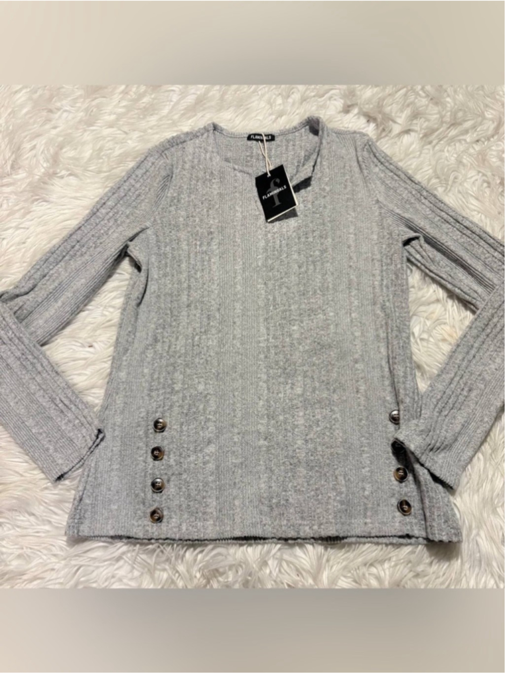 Flamingals gray long sleeve top size S FG14-2